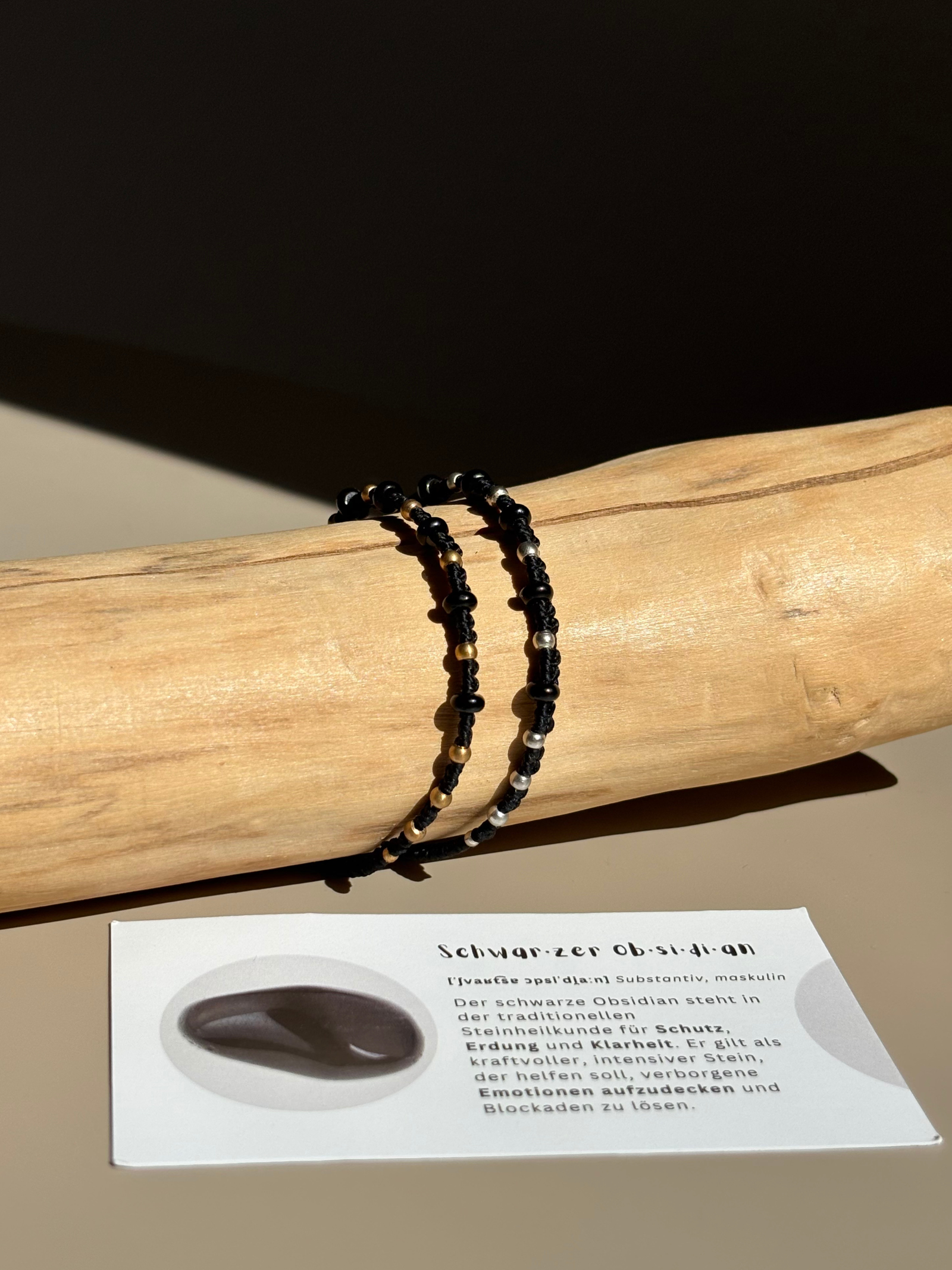 Makramee Armband Mary mit Obsidian
